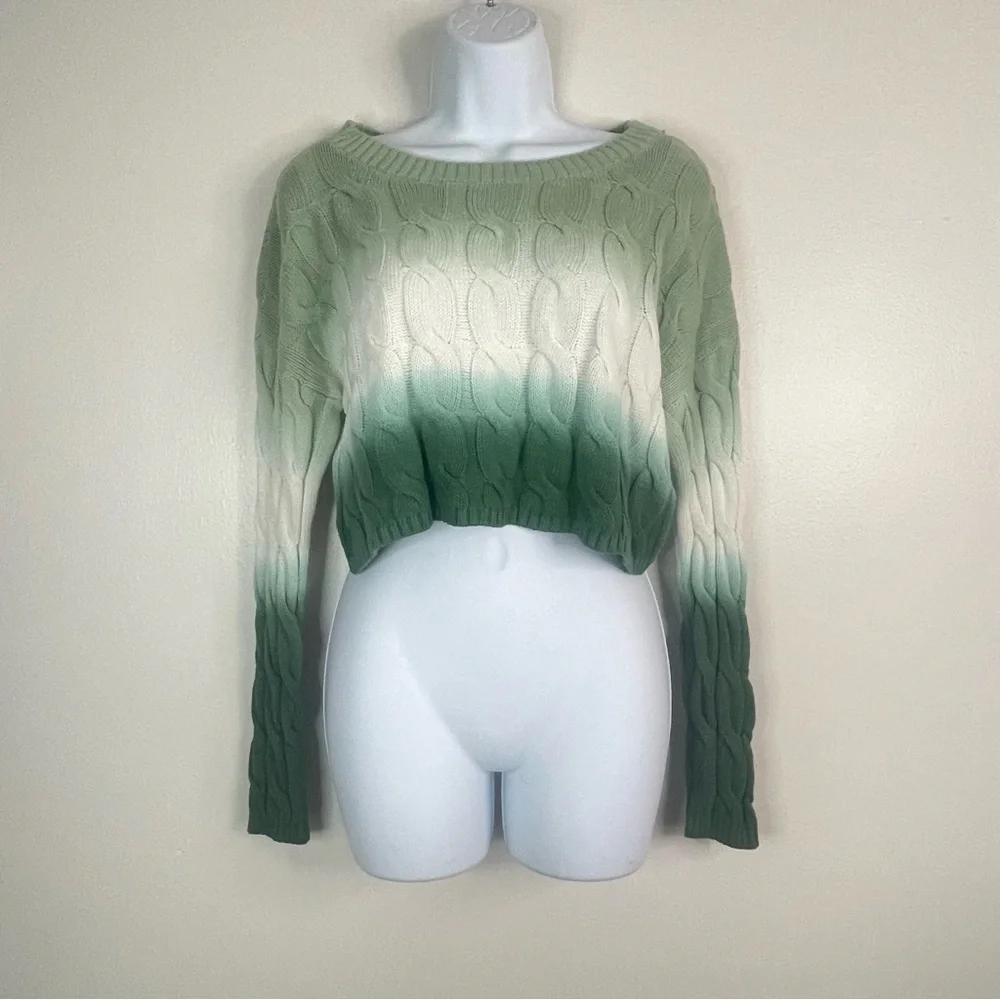 Sincerely Jules Green Ombre Cable Knit Sweater